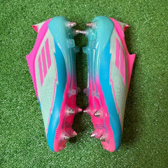 Adidas F50 Elite Laceless Light Blue and Pink Mixed Studs SG Football Boot Size 44.5 Eur