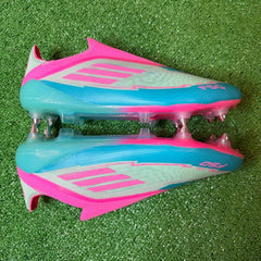 Adidas F50 Elite Laceless Light Blue and Pink Mixed Studs SG Football Boot Size 44.5 Eur