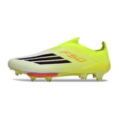 Scarpa da calcio Adidas F50+ Elite Laceless nera e gialla per terreni compatti FG
