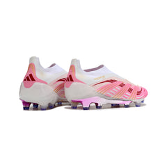 Adidas Predator 25 Elite Laceless White and Pink Firm Ground FG Football Boot