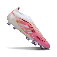Adidas Predator 25 Elite Laceless White and Pink Firm Ground FG Football Boot