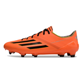 Bota de fútbol Adidas F50 Adizero naranja y negra para terreno firme (FG)