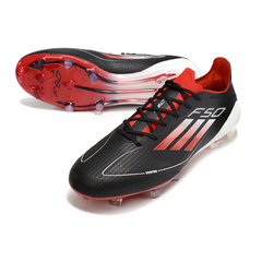 Botas de fútbol Adidas F50 Elite negras, blancas y rojas para terreno firme (FG).
