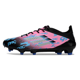 Botas de fútbol Adidas F50 Elite negras y rosa claro para terreno firme (FG).