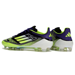 Botas de fútbol Adidas F50 Elite FG para terreno firme, moradas y verdes