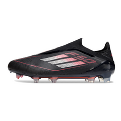 Botas de fútbol Adidas F50 Elite sin cordones, color negro, blanco y rojo, para terreno firme FG