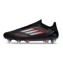 Scarpa da calcio Adidas F50 Elite SG senza lacci, nera, bianca e rossa, con tacchetti misti