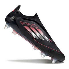 Scarpa da calcio Adidas F50 Elite SG senza lacci, nera, bianca e rossa, con tacchetti misti