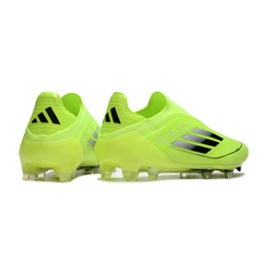 Botas de fútbol Adidas F50 Elite sin cordones verde claro para terreno firme FG