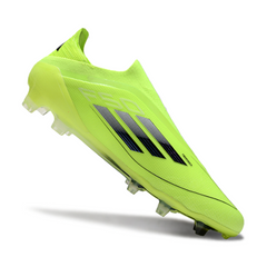 Botas de fútbol Adidas F50 Elite sin cordones verde claro para terreno firme FG