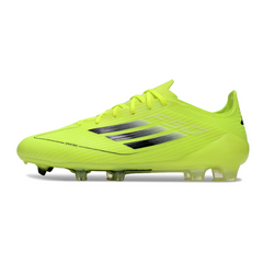 Bota de fútbol Adidas F50 Elite verde y plateada para terreno firme (FG)