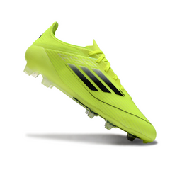 Bota de fútbol Adidas F50 Elite verde y plateada para terreno firme (FG)