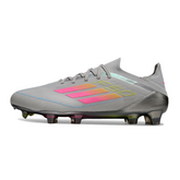 Scarpa da calcio Adidas F50 Primeknit Elite grigio rosa e giallo per terreni compatti FG