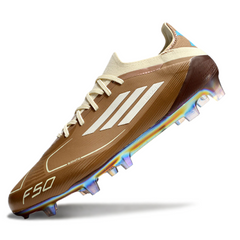 Scarpa da calcio Adidas F50 Primeknit Elite marrone e azzurro per terreni compatti FG
