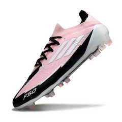 Scarpa da calcio Adidas F50 Primeknit Elite rosa e nera per terreni compatti FG
