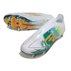 Scarpa da calcio Adidas F50 Elite SG senza lacci con tacchetti misti bianchi e verdi