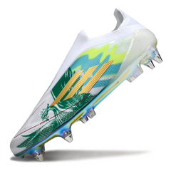 Scarpa da calcio Adidas F50 Elite SG senza lacci con tacchetti misti bianchi e verdi