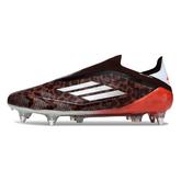 Scarpa da calcio Adidas F50 Elite SG senza lacci, marrone e rosso, con tacchetti misti