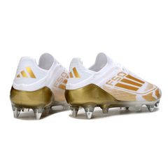 Adidas F50 Primeknit Elite White and Gold Mixed Studs SG Football Boot
