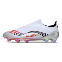 Botas de fútbol Adidas F50 Elite sin cordones, color blanco, para terreno firme FG