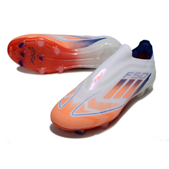Botas de fútbol Adidas F50 Elite sin cordones, color naranja, para terreno firme (FG).