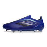 Botas de fútbol Adidas F50 Elite sin cordones, color azul, para terreno firme (FG).