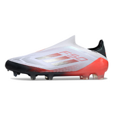 Botas de fútbol Adidas F50 Elite sin cordones, blancas, naranjas y grises, para terreno firme (FG).