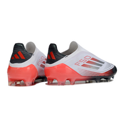 Botas de fútbol Adidas F50 Elite sin cordones, blancas, naranjas y grises, para terreno firme (FG).