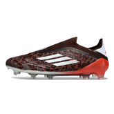 Botas de fútbol Adidas F50 Elite sin cordones, color marrón y rojo, para terreno firme (FG).