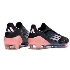 Botas de fútbol Adidas F50 Elite sin cordones, color negro y rosa, para terreno firme FG