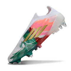 Scarpa da calcio Adidas F50 Elite SG senza lacci con tacchetti misti bianchi, rossi e verdi