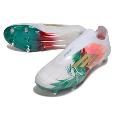Scarpa da calcio Adidas F50 Elite SG senza lacci con tacchetti misti bianchi, rossi e verdi
