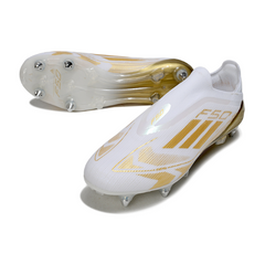 Adidas F50 Elite No Laces White and Gold Mixed Studs SG Football Boot