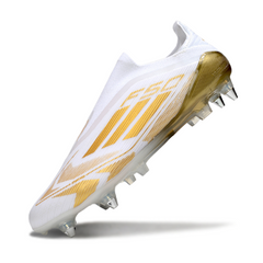 Adidas F50 Elite No Laces White and Gold Mixed Studs SG Football Boot