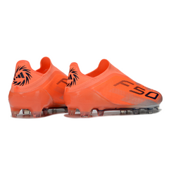 Botas de fútbol Adidas F50 Elite sin cordones naranja para terreno firme FG