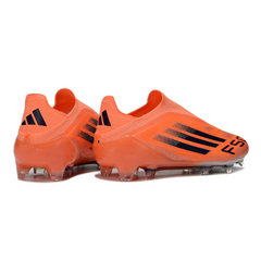 Botas de fútbol Adidas F50 Elite sin cordones, color naranja y negro, para terreno firme FG
