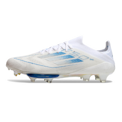 Scarpa da calcio Adidas F50+ Elite bianca e blu per terreni compatti FG