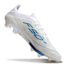 Scarpa da calcio Adidas F50+ Elite bianca e blu per terreni compatti FG