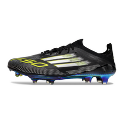 Scarpa da calcio Adidas F50+ Elite nera, bianca e verde per terreni compatti FG