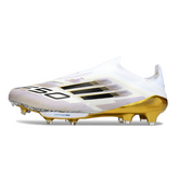 Scarpa da calcio Adidas F50+ Elite Laceless Bianco Nero e Oro per terreni compatti FG