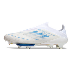 Adidas F50+ Elite Laceless White and Blue Firm Ground FG Football Boot