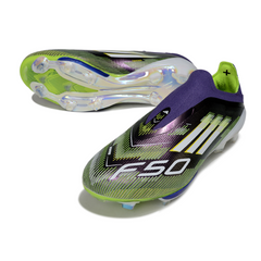 Scarpa da calcio Adidas F50+ Elite Laceless Viola e Verde per terreni compatti FG