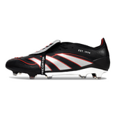 Scarpa da calcio Adidas Predator 25 Elite Tongue nera, argento e rossa per terreni compatti FG