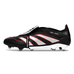 Scarpa da calcio Adidas Predator 25 Elite Tongue nera, argento e rossa per terreni compatti FG
