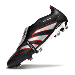 Scarpa da calcio Adidas Predator 25 Elite Tongue nera, argento e rossa per terreni compatti FG