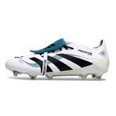 Scarpa da calcio Adidas Predator 25 Elite Tongue bianca e blu per terreni compatti FG