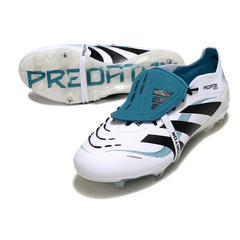 Scarpa da calcio Adidas Predator 25 Elite Tongue bianca e blu per terreni compatti FG