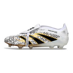 Scarpa da calcio Adidas Predator 25 Elite Tongue bianco oro e nero per terreni compatti FG