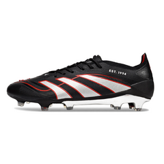 Scarpa da calcio Adidas Predator 25 Elite nera, argento e rossa per terreni compatti FG