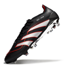 Scarpa da calcio Adidas Predator 25 Elite nera, argento e rossa per terreni compatti FG